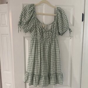 Easter Green Gingham Mini Dress